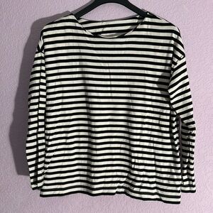 Black White Striped Long Sleeve Shirt